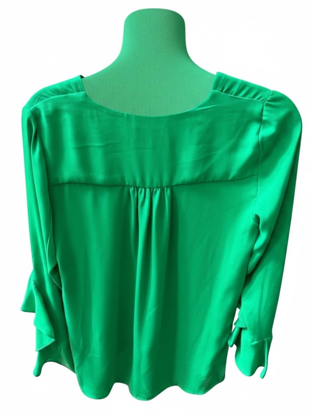 Vince Camuto Vivid Green V-Neck Ruffle Sleeve Top Size XS - Picture 2 of 5